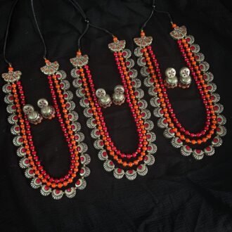 Three Layer Terracotta chain with earings