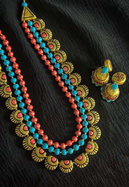 Three Layer Terracotta chain with jhumka