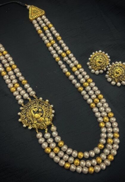 3 layer white golden pearl set