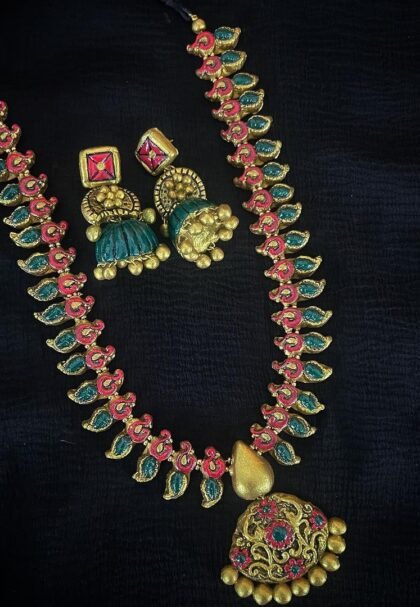Saree jewellery teracotta