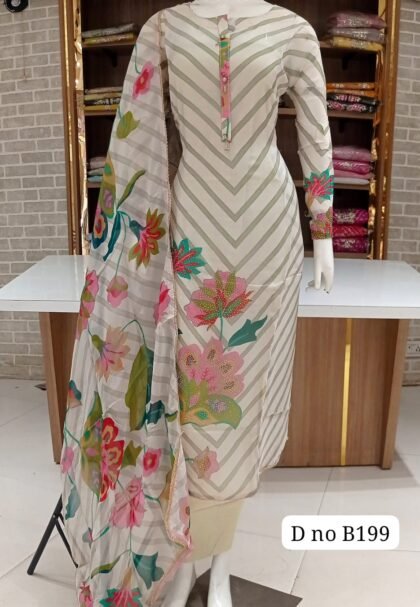 Soft organza semi stitched suit