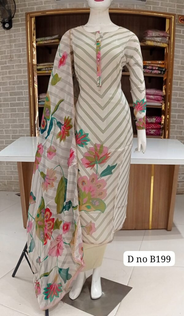Soft organza semi stitched suit