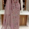 Pure chinnon silk Classy pure suits with handmade work full front beautifully designed