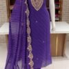 Pure Georgette dress material with heavy neck work