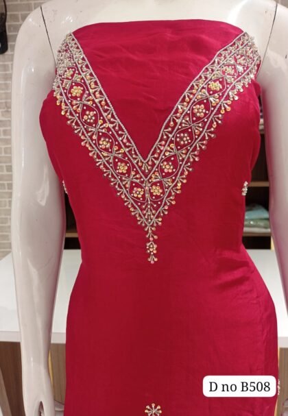Upada silk dress material Neck hand work