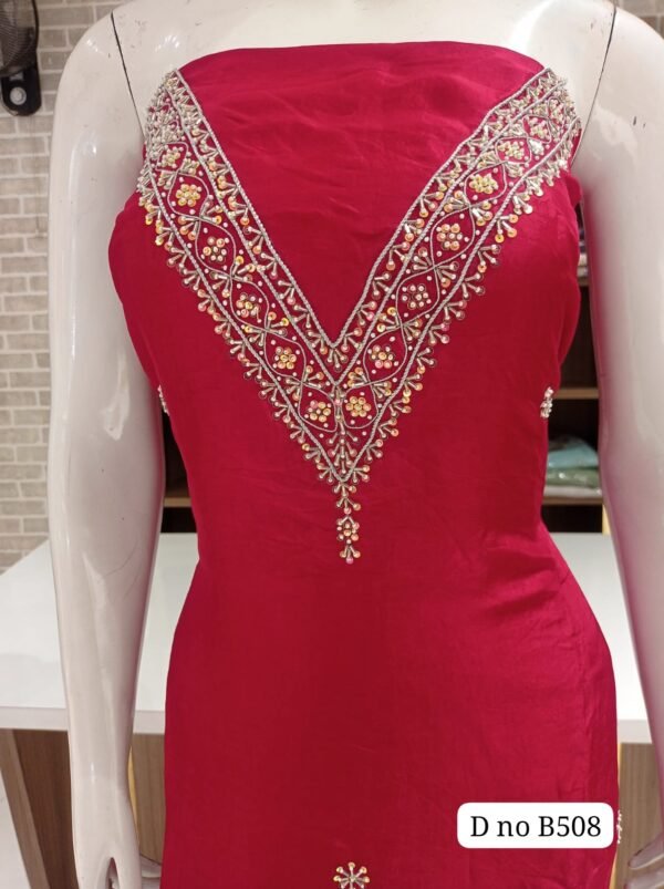 Upada silk dress material Neck hand work