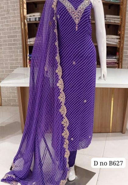 Pure Georgette dress material Neck work