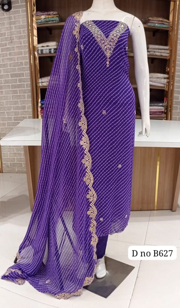 Pure Georgette dress material Neck work