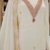 Imported Russian silk pure Dress material neck work