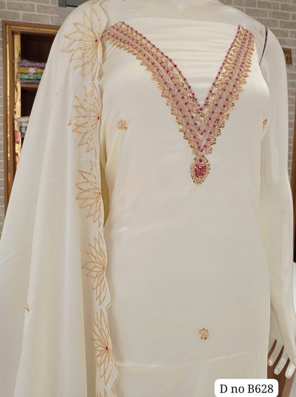 Imported Russian silk pure Dress material neck work