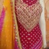 Jaipuri silk dress material with beautiful neck work